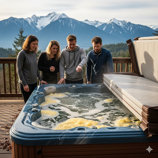 Bather Load: 4 people in a hot tub equals 300 people in a pool